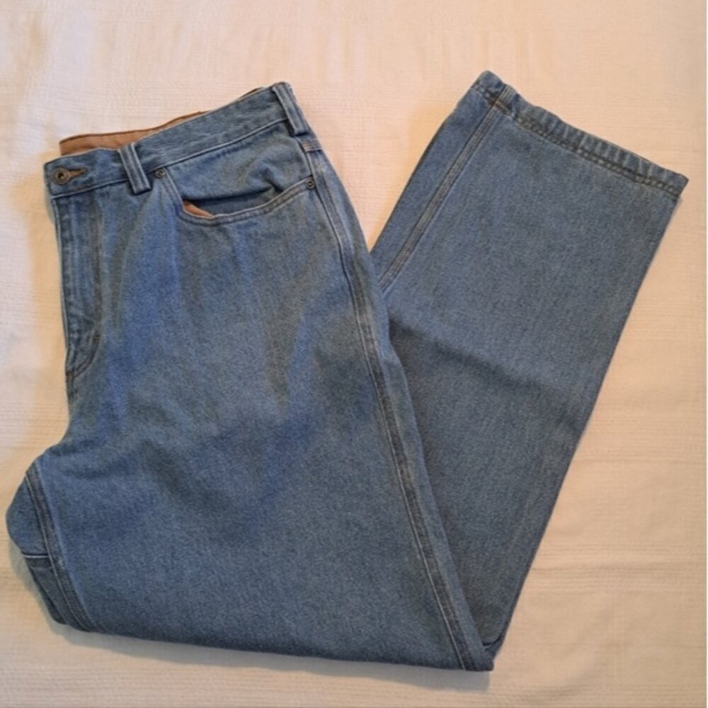 Duluth Trading Co men's size 38 x 32 light wash jeans, VGUC